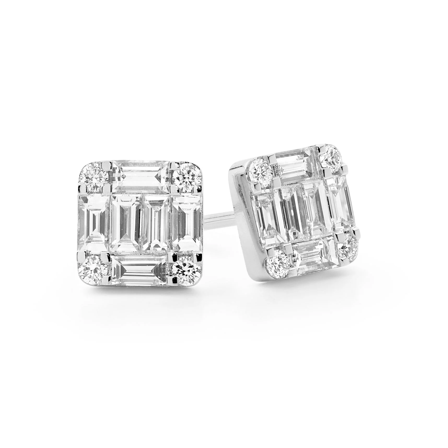 Art Deco Diamond Cluster Stud Earrings - Image 2