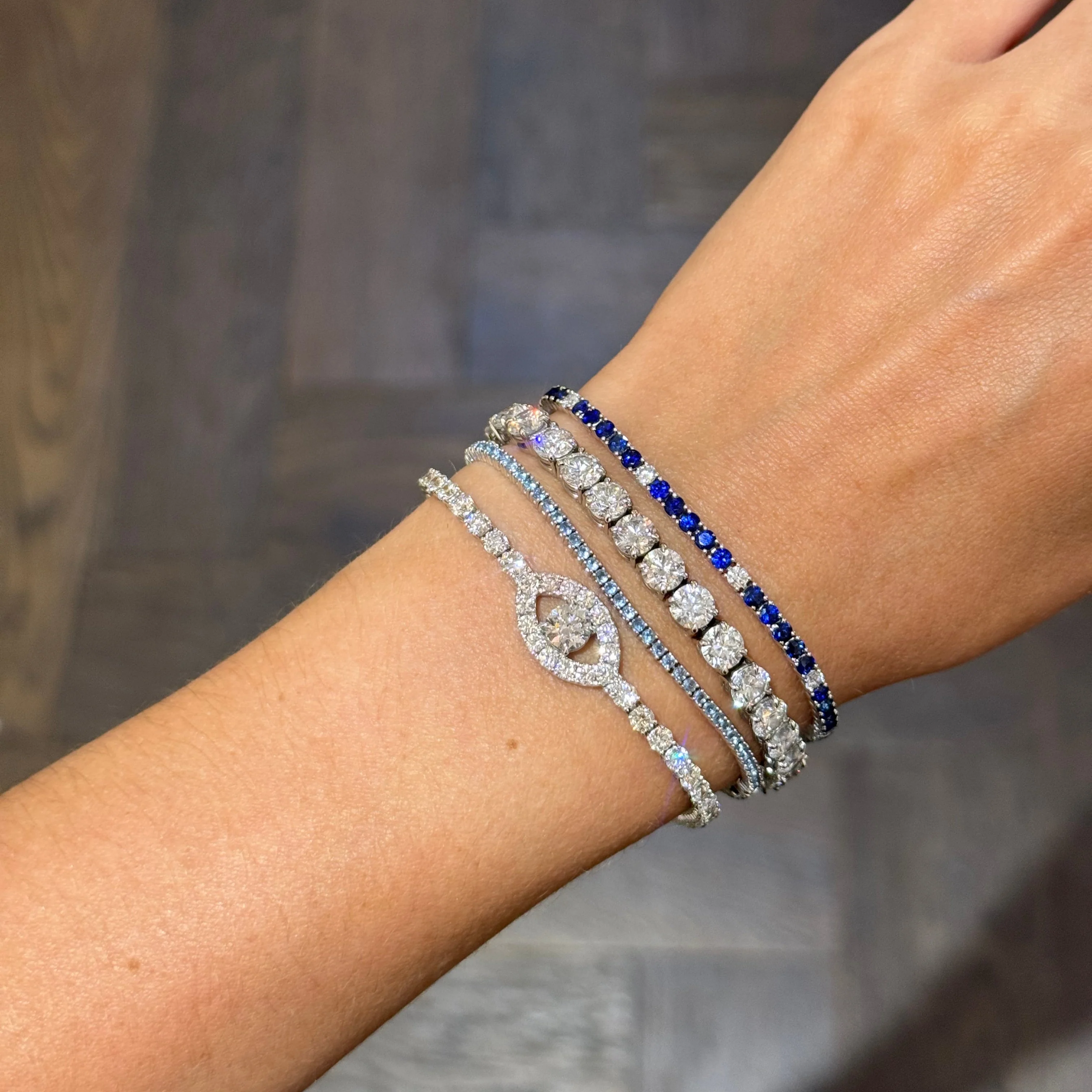 Classic Sapphire & Diamond Dot Tennis Bracelet - Image 2