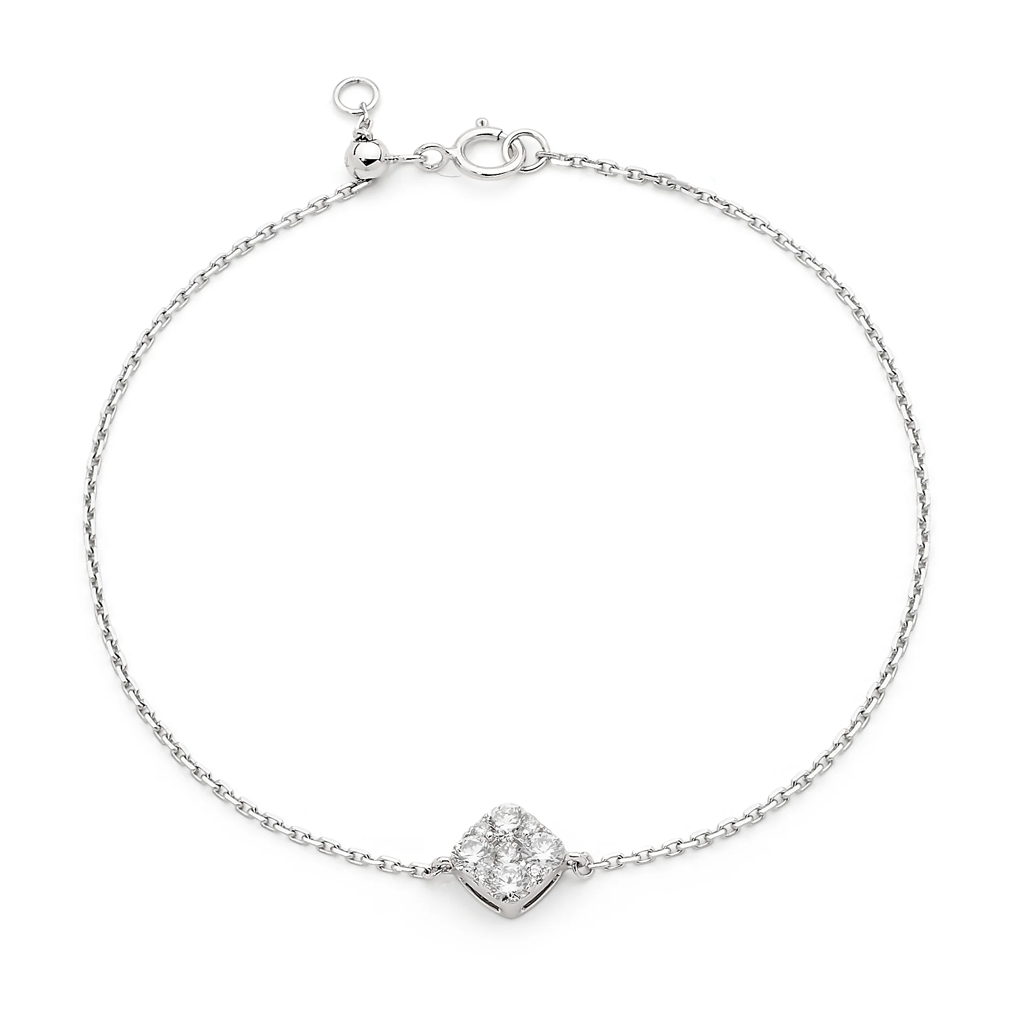 Cushion Cluster Diamond Charm Bracelet - Image 3