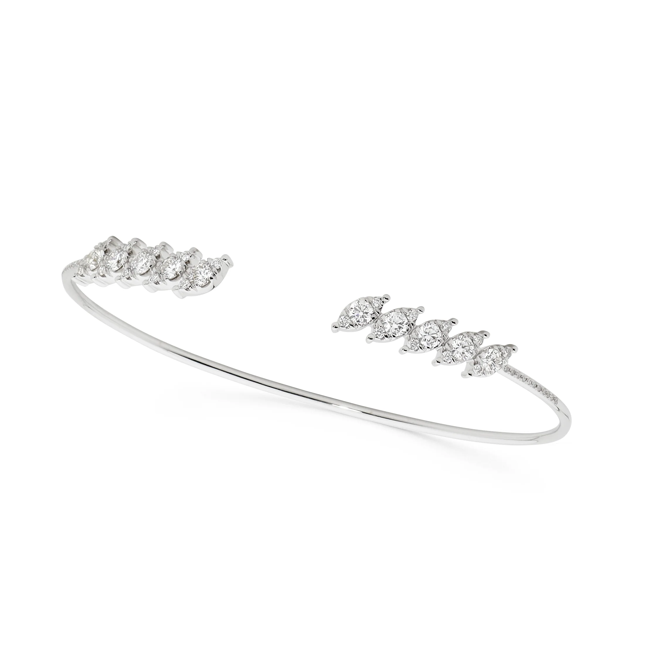 Deco Diamond Marquise Cluster Cuff Bangle - Image 2