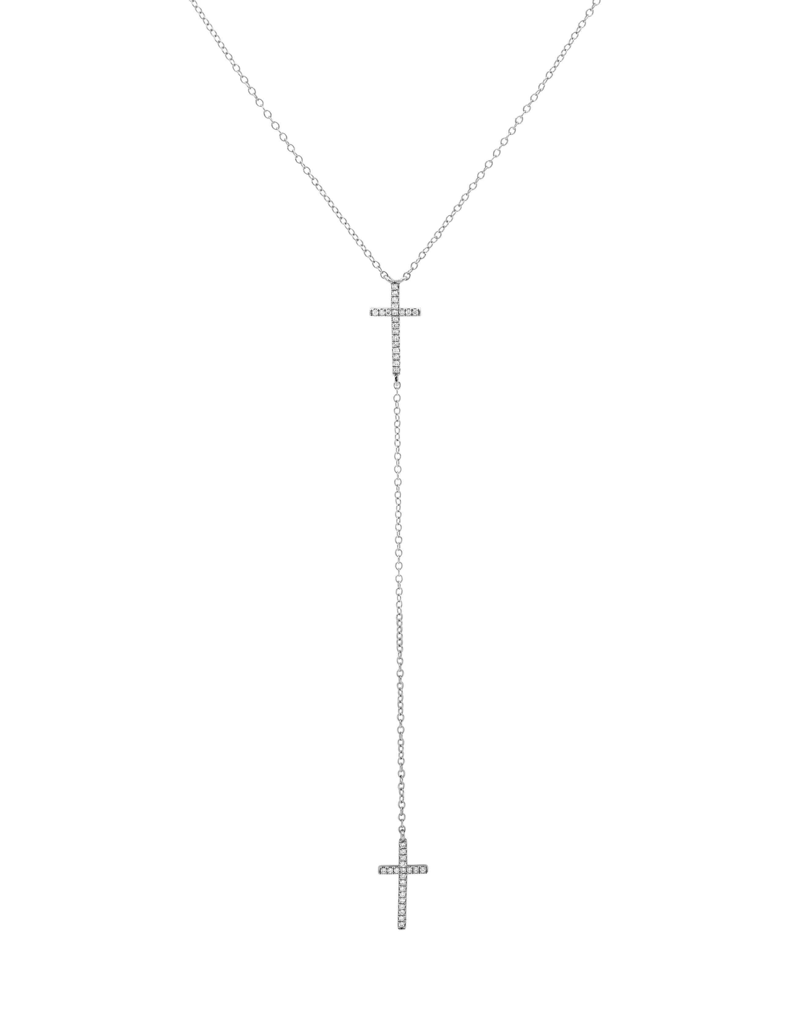 Diamond Drop Cross Necklace - Image 3