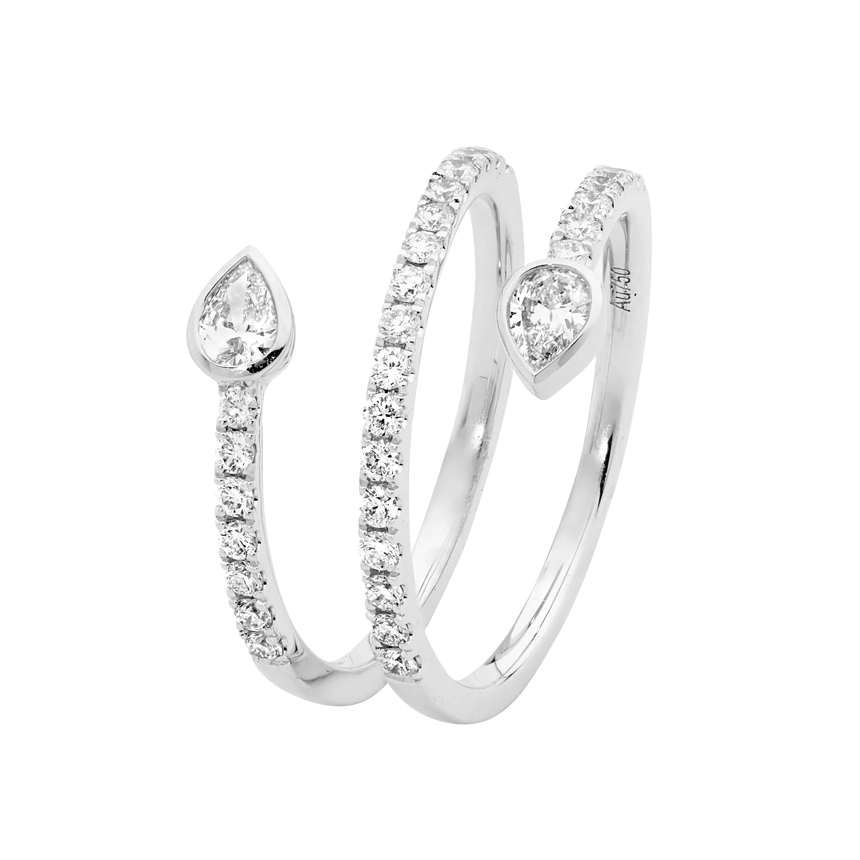 Double Diamond Pear Dress Ring - Image 2