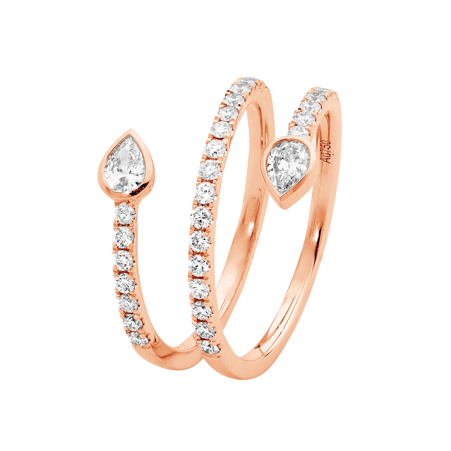 Double Diamond Pear Dress Ring - Image 3