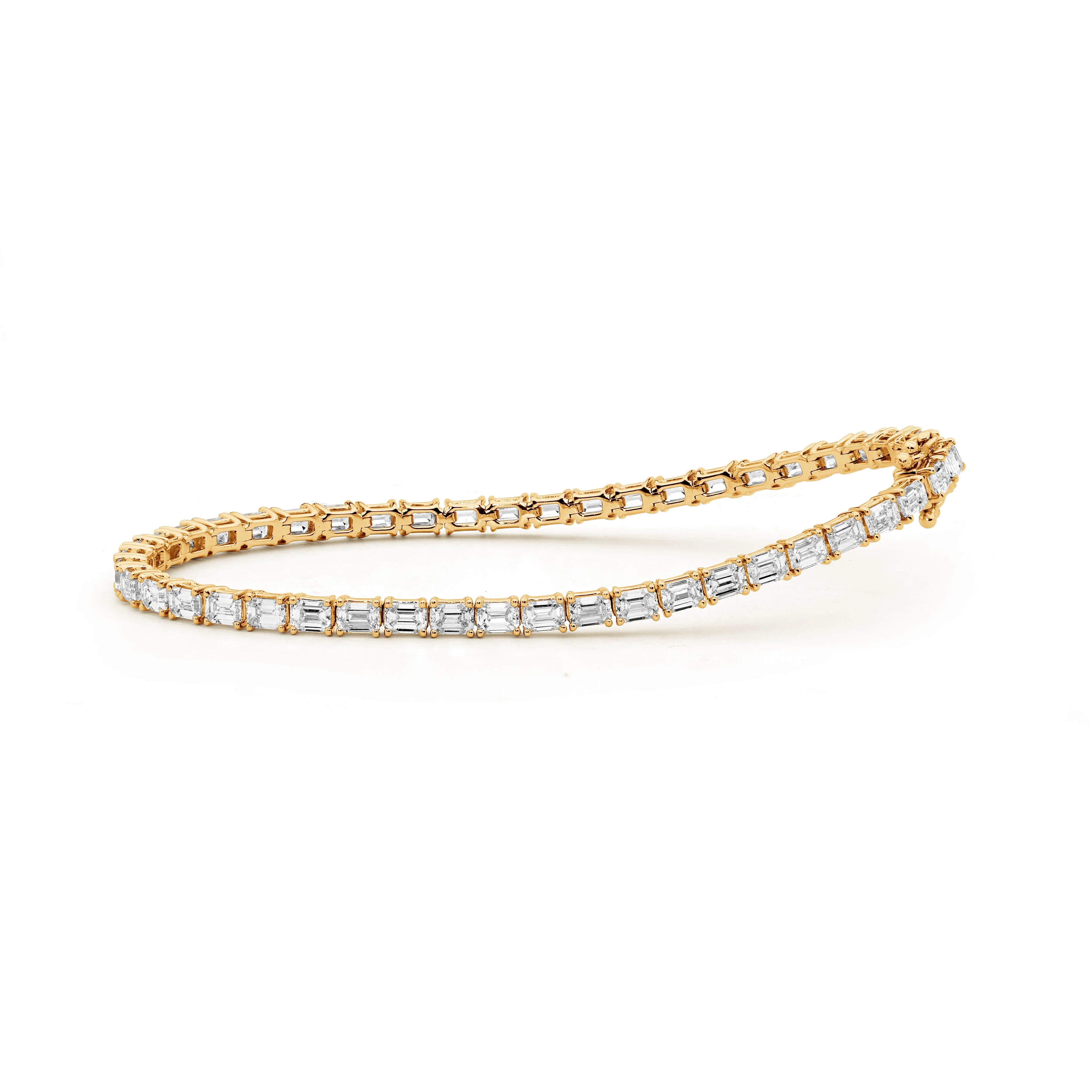 Emerald Cut Claw Set Diamond Tennis Bracelet - Image 3