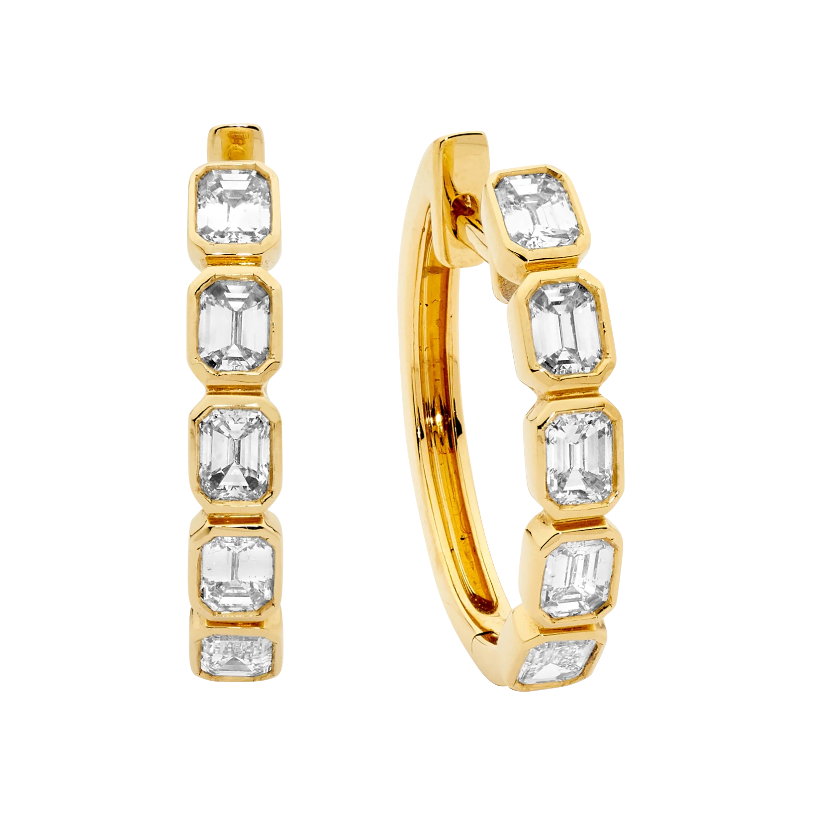 Emerald Cut Small Diamond Hoops
