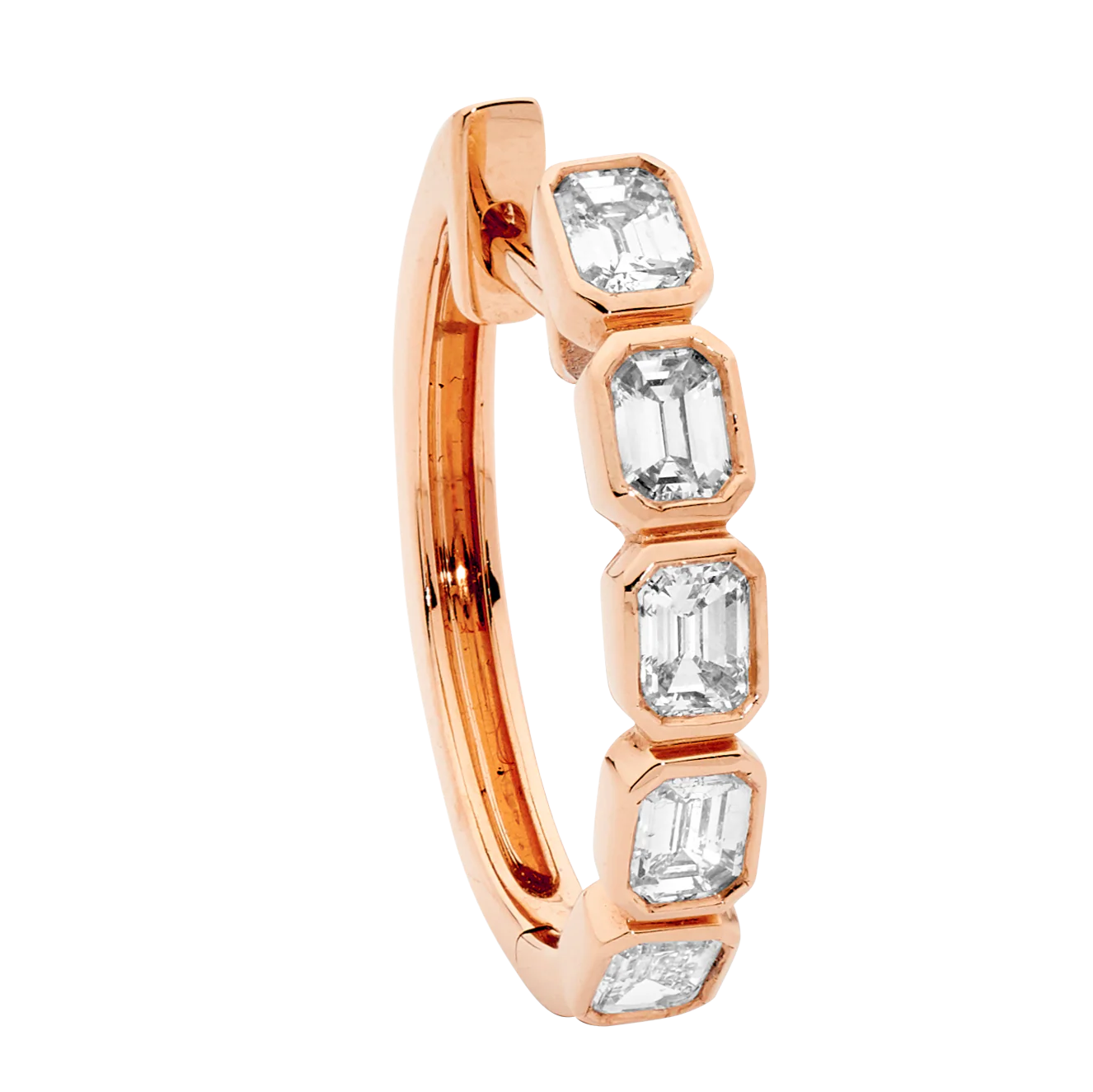 Emerald Cut Small Diamond Hoops - Image 4