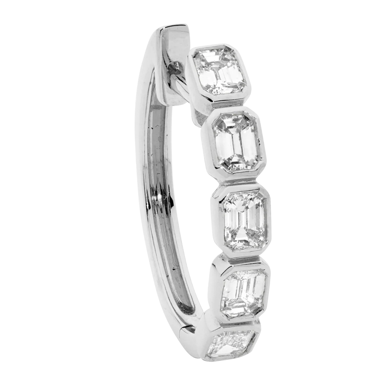 Emerald Cut Small Diamond Hoops - Image 6