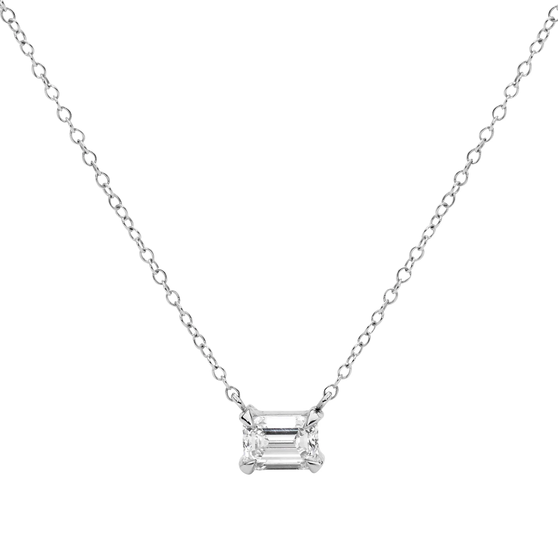 Emerald Diamond Solitaire Necklace - Image 3