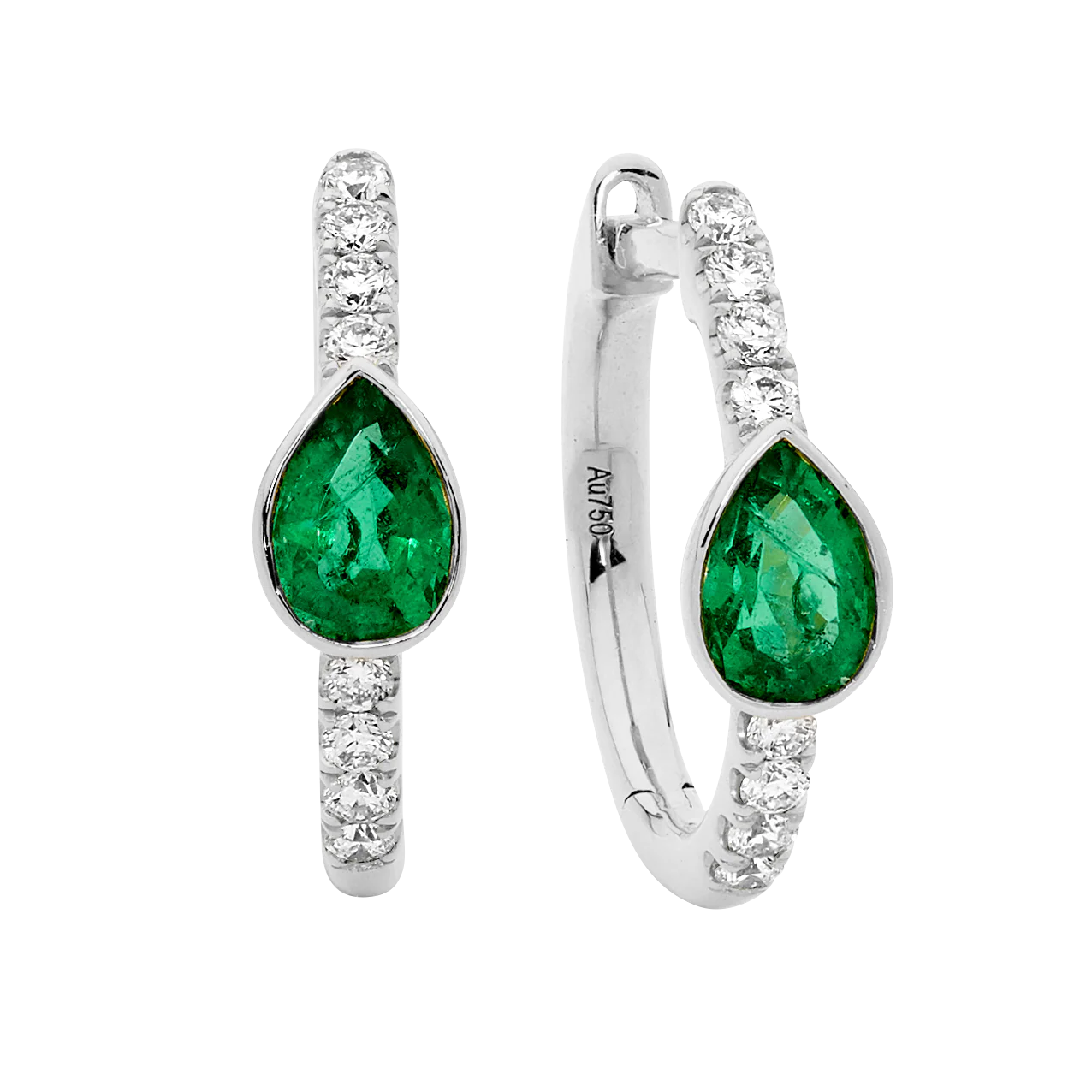 Pear Shape Emerald Hoop Earrings - Image 6