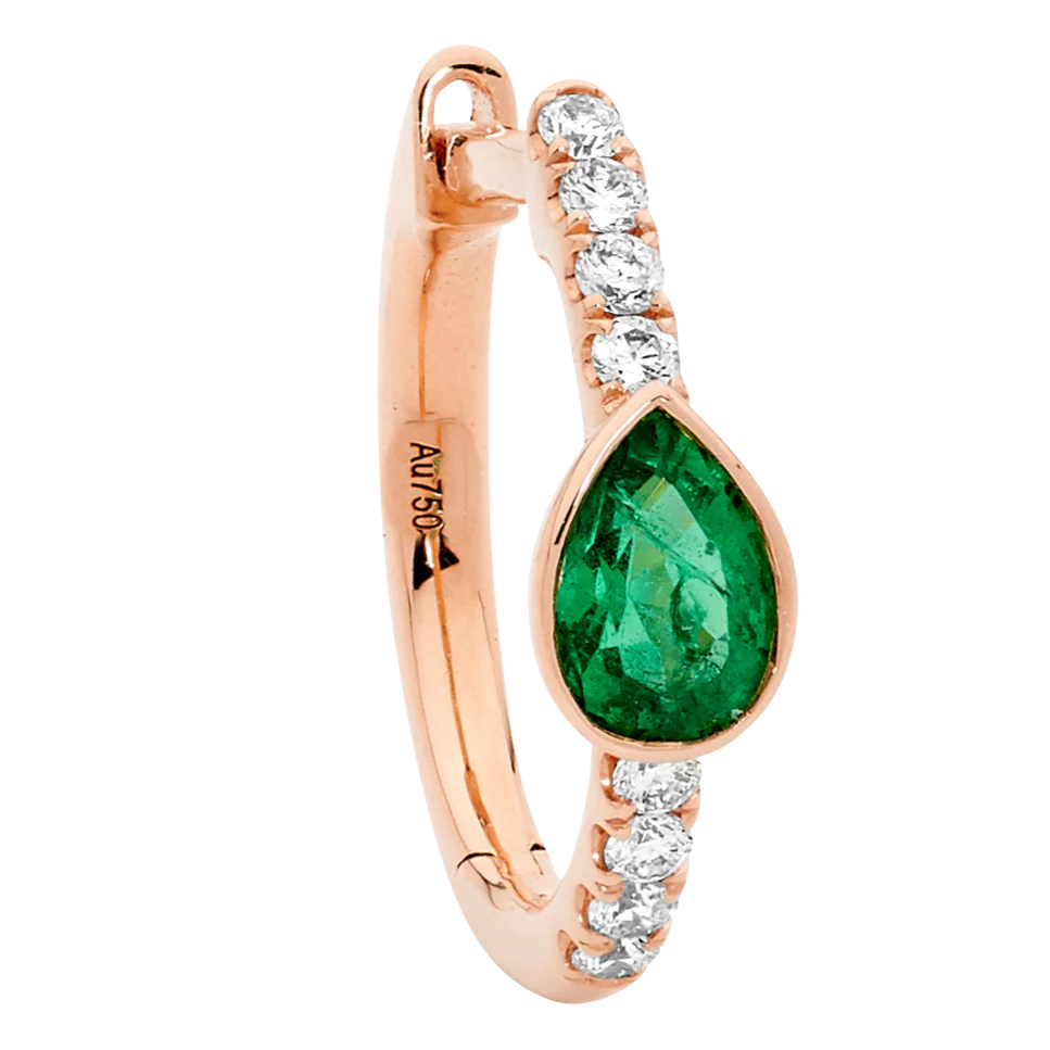 Pear Shape Emerald Hoop Earrings - Image 7