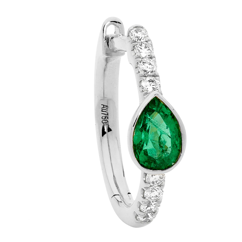 Pear Shape Emerald Hoop Earrings - Image 8