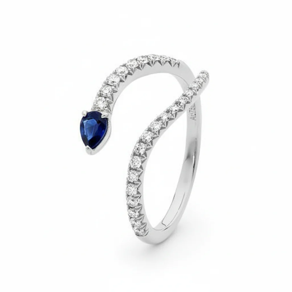 Pear Shape Sapphire & Diamond Ring - Image 2