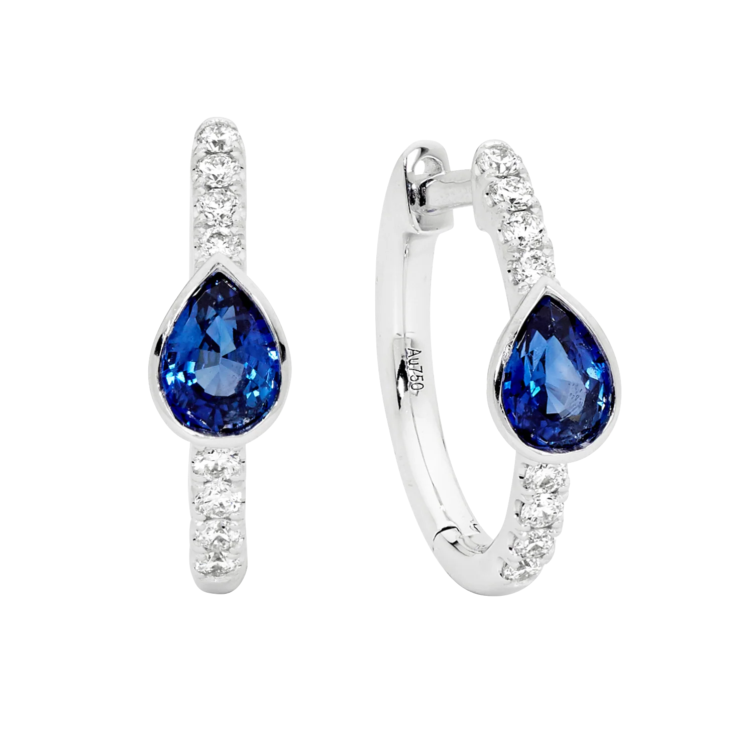 Pear Shape Sapphire Hoop Earrings - Image 2