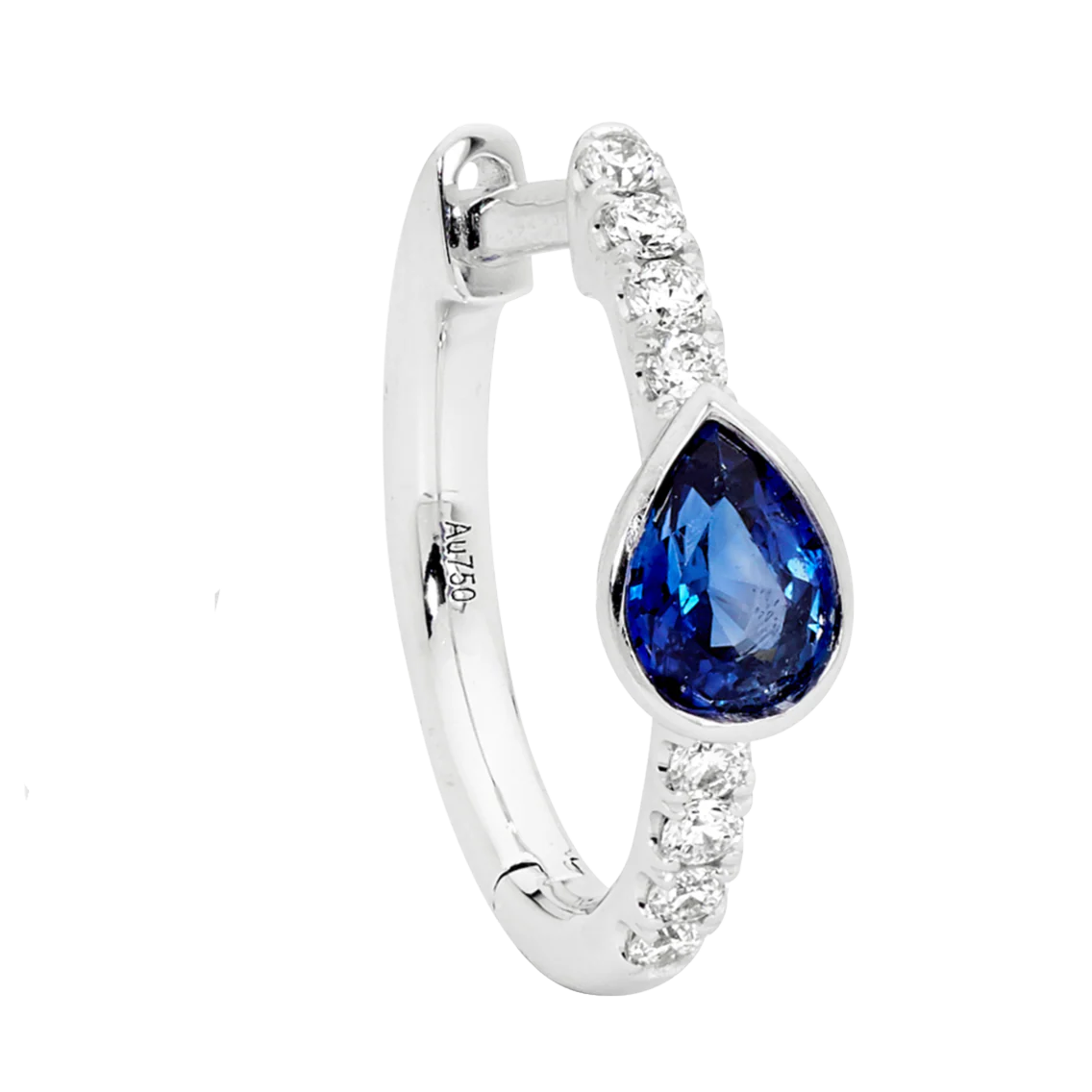 Pear Shape Sapphire Hoop Earrings - Image 5