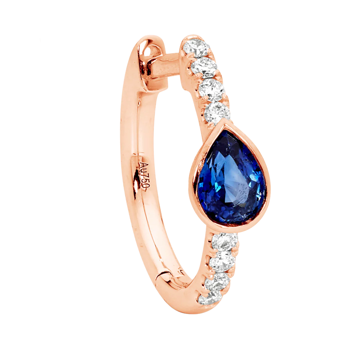 Pear Shape Sapphire Hoop Earrings - Image 6