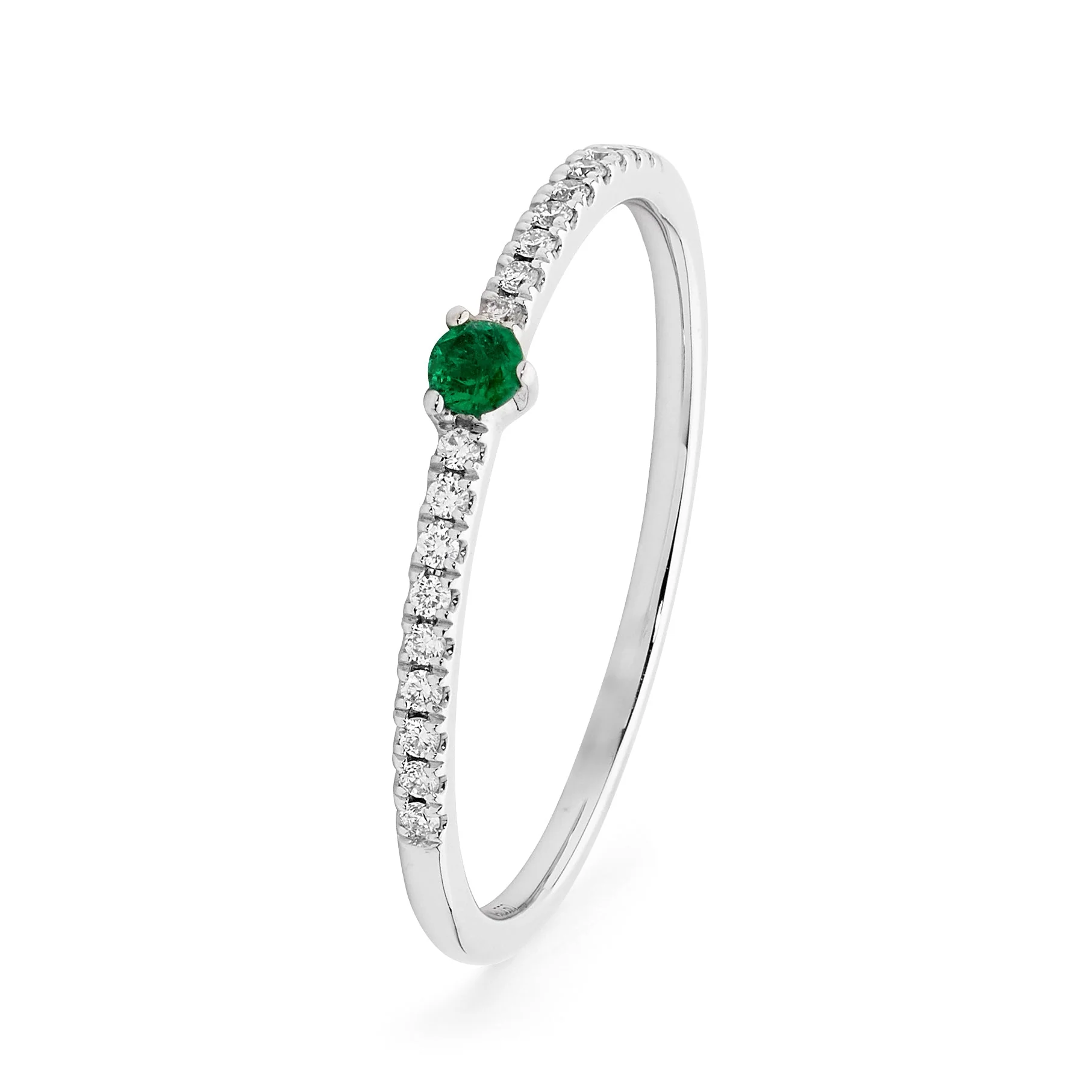 Petite Diamond Emerald Fine Ring - Image 2
