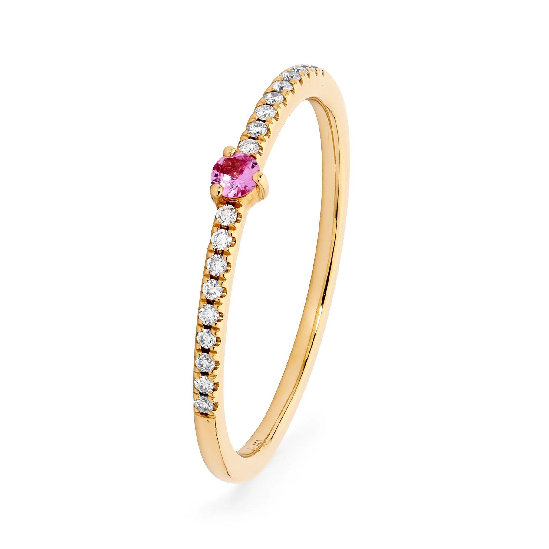 Petite Diamond Pink Sapphire Fine Ring - Image 4