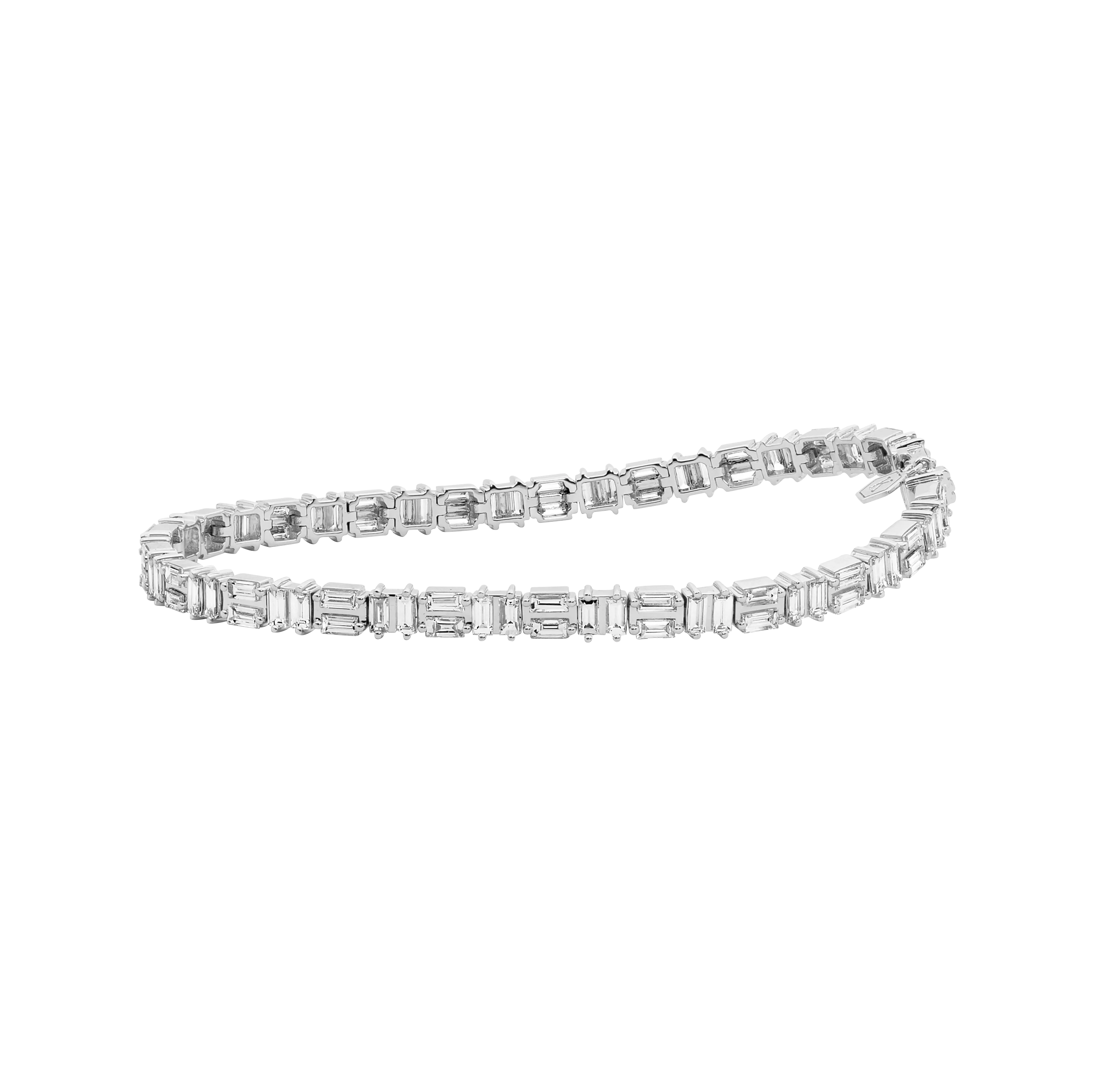 Puzzle Set Baguette Diamond Tennis Bracelet